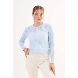 Body de punto transparente para mujer, cuello redondo, color azul bebé - Product Image 5