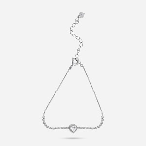 Bracelet à breloques en forme de cœur plaqué rhodium - Argent 92,5 - Product Image 5
