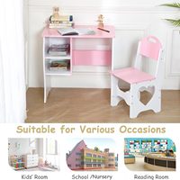 Ensemble d'Étude pour Enfants à Thème Princesse, Table et Chaise Durables en Bois pour l'Apprentissage et le Jeu