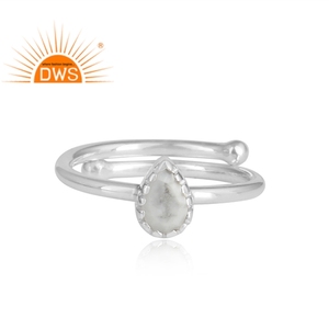 Latest Design Sterling Silver Natural Howlite Gemstone <b>Adjustable</b> <b>Ring</b> Jewelry For Women Gift For Her - Product Image 3