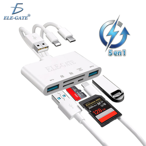 Lettore di Schede Intelligente 5-in-1 con USB USB-C per Adattatore OTG Lightning, Supporta Schede SD e TF, Porta USB 2.0, Certificato ROHS - Product Image 3