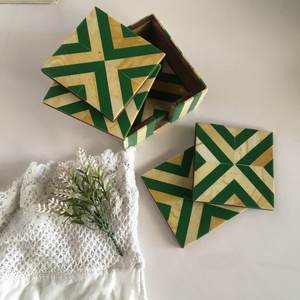 Posavasos de Madera con Diseño Impreso para Tazas de Té, Decoración de Mesa para Cenas, Forma Cuadrada, Superventas - Product Image 1