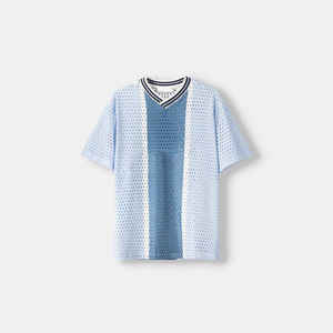 เสื้อยืดผ้าตาข่ายคอตตอนสำหรับผู้ชายทรงเข้ารูปเสื้อยืดฤดูร้อนสีพื้นสำหรับ100% ใหม่ - Product Image 6