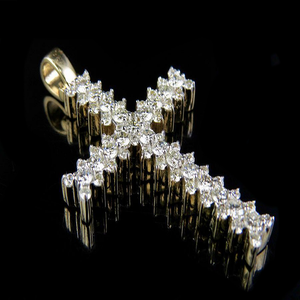 จี้เพชรแบบไขว้สไตล์ฮิปฮอปทรงกลมสำหรับผู้ชายผู้หญิงเครื่องประดับแฟชั่นทางศาสนาที่มี S925เย็น - Product Image 1