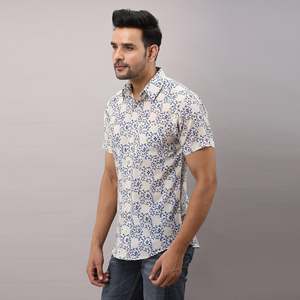 Men's Casual Blue <b>Button</b>-Up Dress <b>Shirt</b> 100% Cotton Poplin Breathable Sizes XL and 6XL Available - Product Image 3