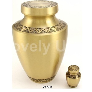 Urna de hoja de oro grabada, urna funeraria, urna de cremación para cenizas humanas - Product Image 1