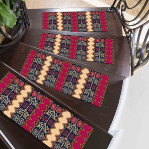 Tapis imprimé aztèque - Motif ethnique, fleurs, design moderne, tapis fin non tissé - Product Image 5
