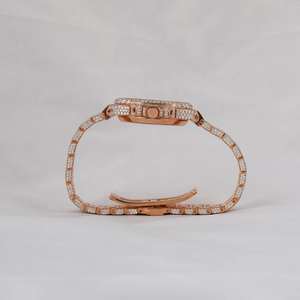 Rose Gold Tone Hip Hop Style Moiossanite Diamond Wrist <b>Watch</b> VVS Clarity Quartz Movement Steel Band Jewelry <b>For</b> Men And <b>Women</b>. - Product Image 3