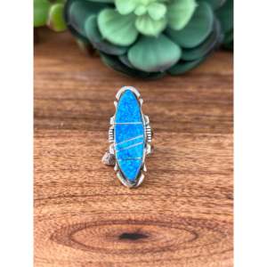 Anillo Steve Francisco Talla 6 con Ópalo Azul, Incrustaciones de Plata de Ley, Baño de Rodio, 8mm de Ancho, Joyería para Uso Diario con Zirconia como Piedra Principal - Product Image 1