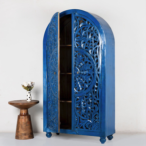 Armario indio redondo tallado azul - Product Image 2