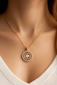 925 Sterling Silver 14k Gold Vermeil Christian Minimalist Circle Pendant Dainty Sparkling CZ Halo Necklace Anniversary Gift - Product Image 2