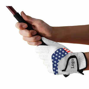 Venta directa de fábrica Guantes de golf personalizados Transpirable a todo color Cuero Cabretta Diseña tu propio logotipo Cuero genuino - Product Image 2