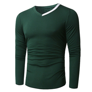 Camisetas con cuello en V personalizadas para hombres con mangas completas Material de poliéster/algodón profesional Ropa hecha - Product Image 3