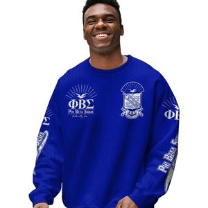 Phi Beta Sigma 1914 greco maglia in acrilico blu bianco ciniglia lettere Sigma Beta fraternità abbigliamento maglione - Product Image 1