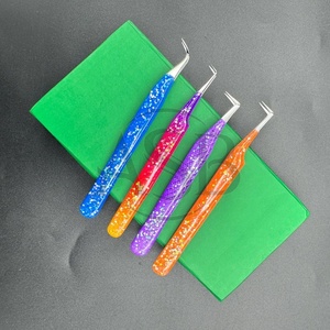 Pinzas para pestañas personalizadas de acero sostenible para botas delgadas de 45 y 90 grados con curva brillante probadas a mano, pinzas para pestañas con punta sin fibra - Product Image 5