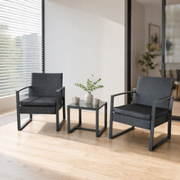 Ensemble de table et chaises de bistrot en rotin d'extérieur 3 pièces pour balcon, terrasse, restaurant, fabricant