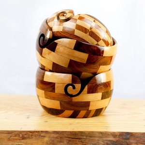 Handcrafted Wooden Yarn Dispenser Bowl Turned Wood for Artisan <b>Knitting</b> and Yarn Storage Indian Model Music Style - Product Image 1