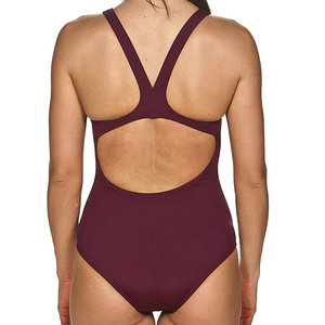 Traje de Baño de Una Pieza para Mujer, Color Sólido, Cuello Redondo, Corte Alto, Elástico, Spandex, Poliéster, Diseño con Letras - Product Image 2