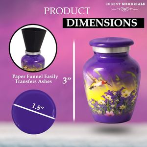 Urne souvenir colibri pour cendres Mini urne de crémation violette pour femme adulte petite capacité de 3lb - Product Image 4