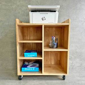 Minimalist Wooden <b>Shelf</b> with Wheels TCN68027 for Printers and Office Documents - Product Image 4