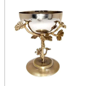 Bol de forme ronde de luxe de branche de conception de fleur élégante de couleur d'or accessoires de maison décoratifs bol de service de table - Product Image 6