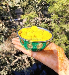 จานฮาลดี/ เมฮานดิทำมือสำหรับพิธีทำพิธีแต่งงานพิธีแต่งงานของอินเดียตกแต่งงานแต่งงานพิธิและเทล baan ถาดดอกไม้ - Product Image 2