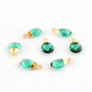 Joyería encontrar pequeña pera Aqua cuarzo piedra preciosa DIY conector 18K chapado en oro sola fianza fabricación de joyas encanto fabricación de conectores - Product Image 4