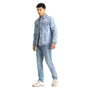 Veste en jean extensible légère fabriquée en usine, conçue sur mesure, style décontracté avec pour l'hiver, prix raisonnable, techniques lavées - Product Image 4