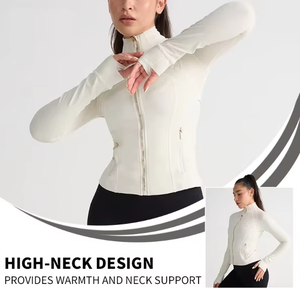 Conjunto Deportivo de Alta Calidad Personalizado para Mujer, Chaqueta Ligera de Tela Inteligente, Lavada, Sin Costuras, de Manga Larga, Negra - Product Image 3