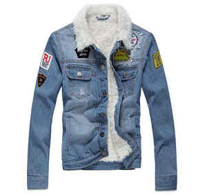 Veste en jean pour hommes de qualité supérieure veste en jean délavé OEM VINTAGE manteau en jean intérieur en polaire décontracté pour hommes - Product Image 1