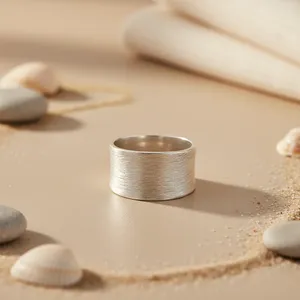 "Women's Fashionable <b>Gold</b>-Plated Wide Band Cluster <b>Ring</b>-Trendy Design" - Product Image 3