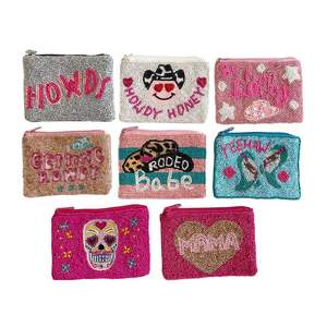 กระเป๋าใส่เหรียญแฟชั่นงานแฮนด์เมด ดีไซน์ล่าสุด ประดับลูกปัดปักลาย  พร้อมซิป  สีสันตามสั่ง  กระเป๋าเครื่องสำอางสำหรับสาวๆ - Product Image 5