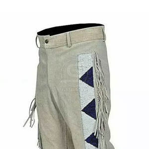 Pantalon en cuir suédé à franges pour homme, respirant, lavé, léger, écologique, best-seller - Product Image 3