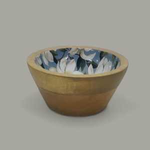 Ensaladera pequeña hecha a mano respetuosa con el medio ambiente personalizada, diseño de madera de mango hecho a mano, estampado, decoración del hogar esmaltada en blanco marino - Product Image 1