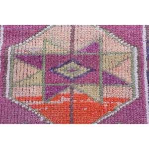 Tapis turc vintage 2,6x11,2 pi (78x340 cm), tapis en laine violette - Product Image 3