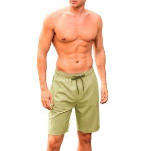 Short de sport tricoté pour homme, couleur unie, taille élastique à cordon, idéal pour la plage et la natation, personnalisable avec logo OEM - Product Image 4