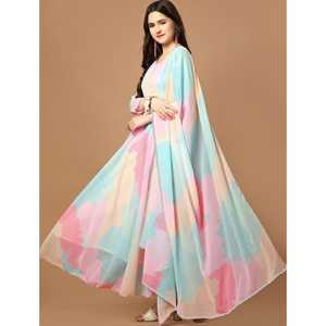 Lanzamiento de la Nueva Colección: Vestido Anarkali Estampado de Georgette con Dupatta, de Secado Rápido, para Fiestas, Eventos Casuales o Celebraciones - Product Image 1
