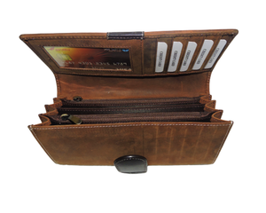 Portefeuille à fermeture éclair longue pour femme, porte-monnaie en cuir véritable avec blocage RFID - Product Image 1