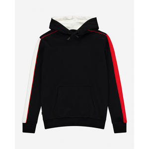 Latest <b>Design</b> Black Men's Hoodies With Red & White Stripes Premium Quality Wholesale Oversized Hoodie For Men - Product Image 1