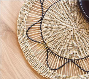 Manteles Individuales de mimbre Natural, juego de 6 manteles individuales de tejido redondo para algas marinas, D15 pulgadas - Product Image 5