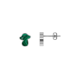 Premium 925 Bijoux En Argent Pierres Précieuses Malachite Champignon Forme Papillon Serrure Boucle D'oreille Lunette Réglage Pack de 3 Paires - Product Image 1
