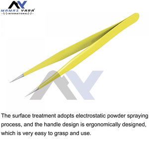 Pince à cils finition sable satiné vente chaude pince à épiler vitesse étoile vente en gros couleur jaune pince à épiler pointue droite en acier inoxydable - Product Image 2