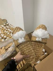 Eco Conscious Grass Woven <b>Slippers</b> with Soft Sole for Sustainable Living <b>Indoor</b> House Resort Wear - Product Image 2