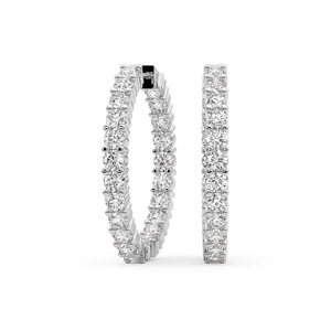 Boucles d'oreilles créoles de luxe en or massif 14K, serties pavé complet de diamants ronds brillants de laboratoire, 1 carat total, couleur F-G, pureté VS, 44 diamants - Product Image 1