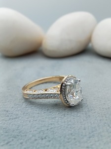 D'VINS JEWELS Classic Art Deco Style Engagement <b>Ring</b> 9x7mm VVS Moissanite Diamond 925 Silver & <b>Gold</b> Lab Grown for Parties - Product Image 1
