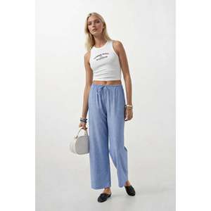 Pantalones con Detalle de Cordones en la Cintura - Azul Claro - Azul Claro - Product Image 1