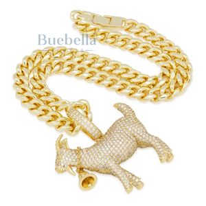 Collar con colgante de cabra grande Iced Out 925 Plata Diamante Chapado en oro Cadena de hip hop Notorious Inspirado Estilo rapero Joyería para hombres - Product Image 3