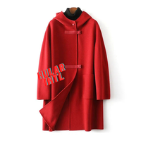 Manteau long en laine unie tendance automne-hiver pour femme, grande taille, anti-plis, avec doublure en fausse fourrure