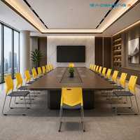 Chaise de conférence empilable ergonomique avec dossier jaune et assise gris foncé, structure en fer, pour réunions, bureaux, écoles, hôtels