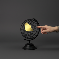 Globo Terráqueo Giratorio de Alambre Hecho a Mano, Ecológico y Duradero, Estilo Art Deco, Mapa de Arabia Saudita, Hierro con Recubrimiento de Polvo Negro, Latón Cepillado